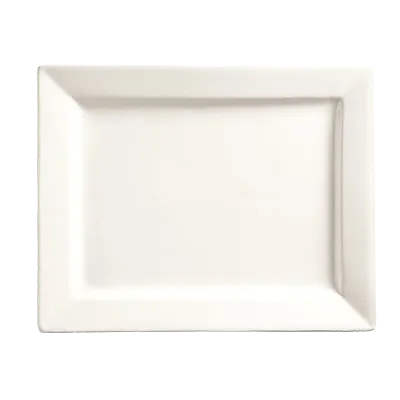 Libbey SL-25 Rectangular Porcelain Platter, 14" x 11", Ultra Bright White Slate™ Finish - 6/Case