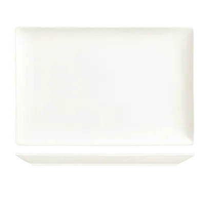 Libbey SL-26C - 12¼" x 8" Rectangular Porcelain Plate, Bright White Slate™ Coupe Rim - 12/Case