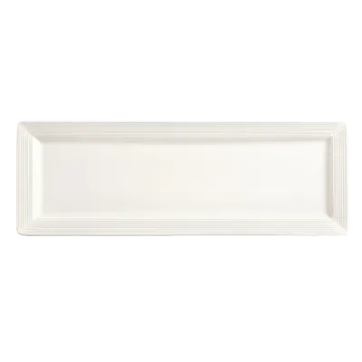 Libbey SL-26S - 12" x 8" China Plate, Bright White Porcelain, Slate™ Finish - 12/Case