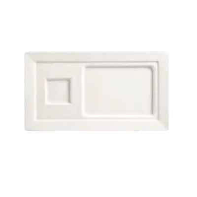 Libbey SL-29 Compartment Tray, 14" x 7-3/4" Rectangular Porcelain, Ultra White, Two Wells - 12/Case