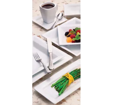 Libbey SL-6 Square China Plate, 6¼" Ultra Bright White Porcelain, Slate™ Finish - 36/Case