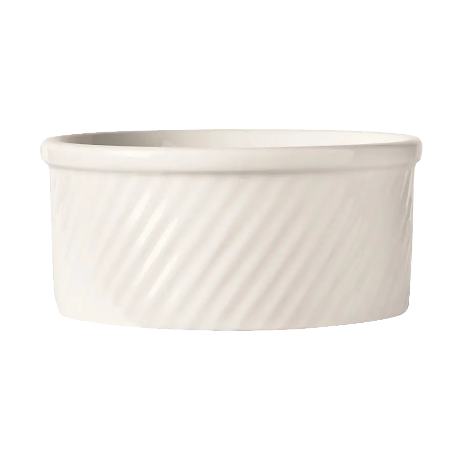 Libbey SOU-16 - 16 oz White China Souffle Dish, Round 5"x2¼" Foot, Bedrock Ovenware Ultima - 24/Case
