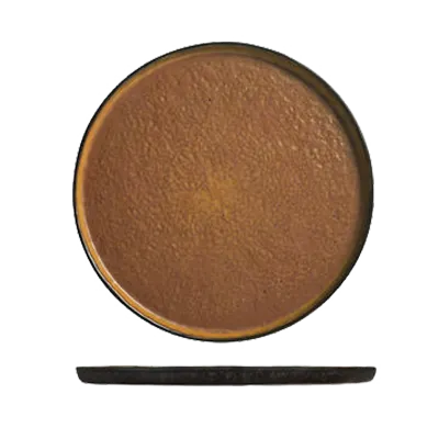 Libbey STB-10 Round Ceramic China Tray, 10" Diameter, Brown Speckled Finish, 12/Case