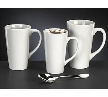 Libbey TBM-11 - 10-Ounce Tall China Mug, Bright White, Microwave & Dishwasher Safe - 12/Case