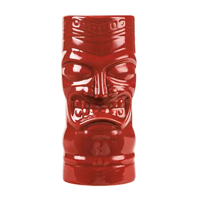 Libbey TTR-20 20 oz Red Tiki Ceramic Tumbler, 6‑3/4" H x 2‑7/8" W x 3‑1/2" D, Non‑Stackable - 12/Case