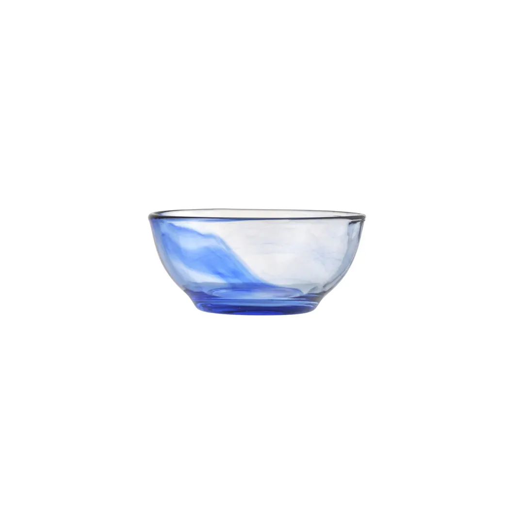 Libbey W913 - 5" Round Glass Bowl, 14.71 oz Capacity, Watercolor Blue, Dishwasher Safe - 12/Case
