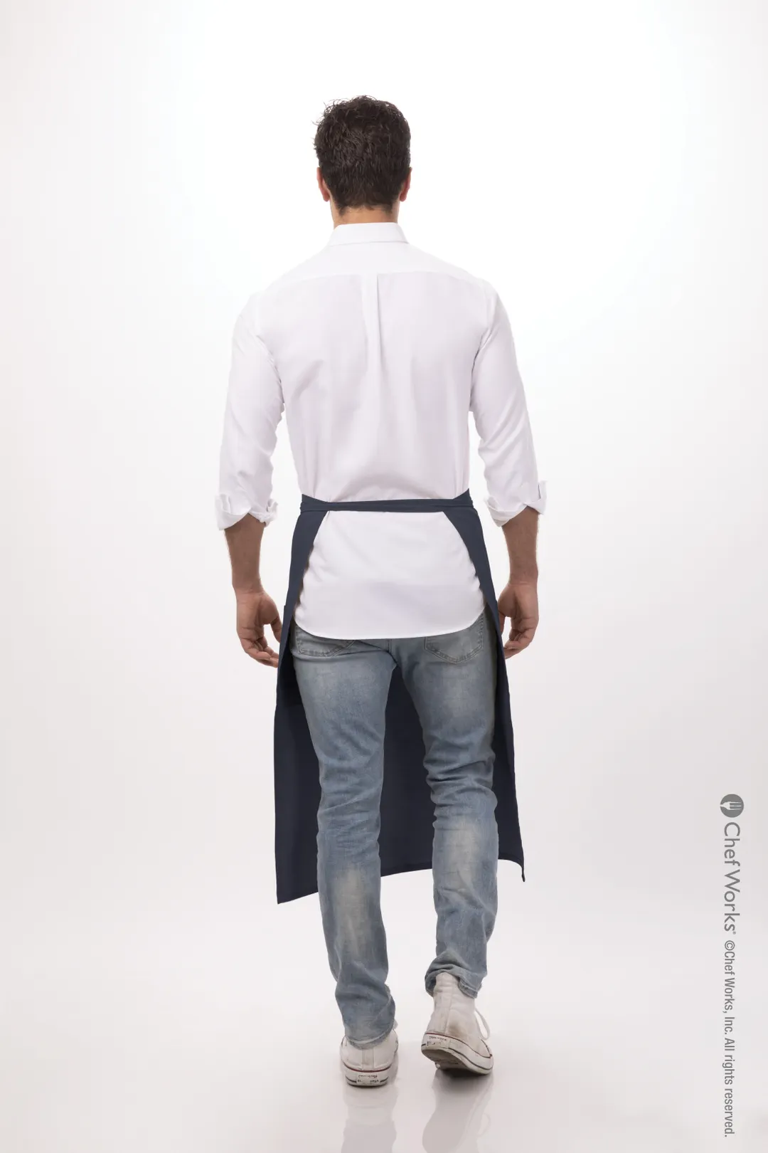 Chef Works 122A-NAV-0 Bistro Waist Apron, 32" L x 27½" W, 2 Patch Pockets, Navy, 65/35 Poly/Cotton