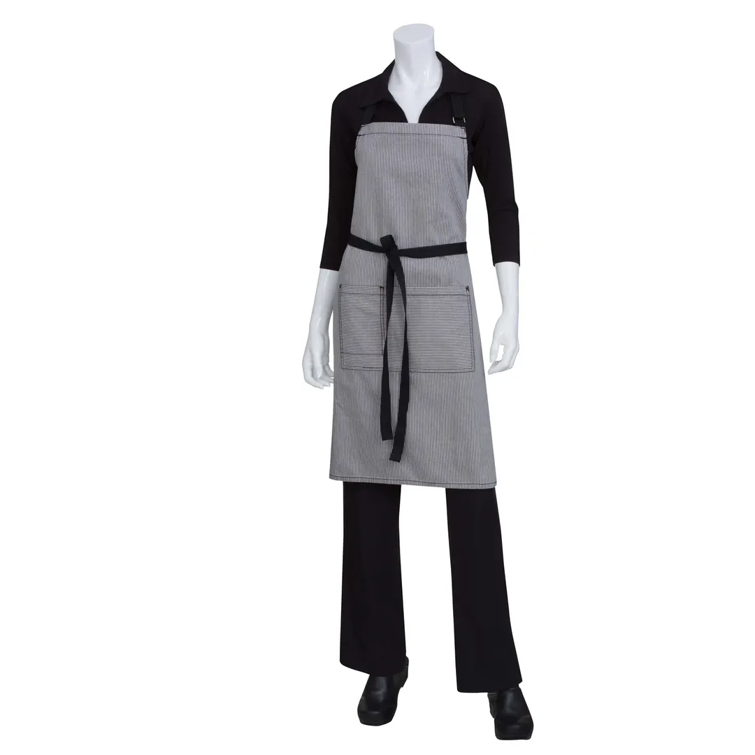 Chef Works AB037-BLK-0 Bib Apron, 34"L x 30"W, Black, Adjustable Neck Strap, Poly/Cotton