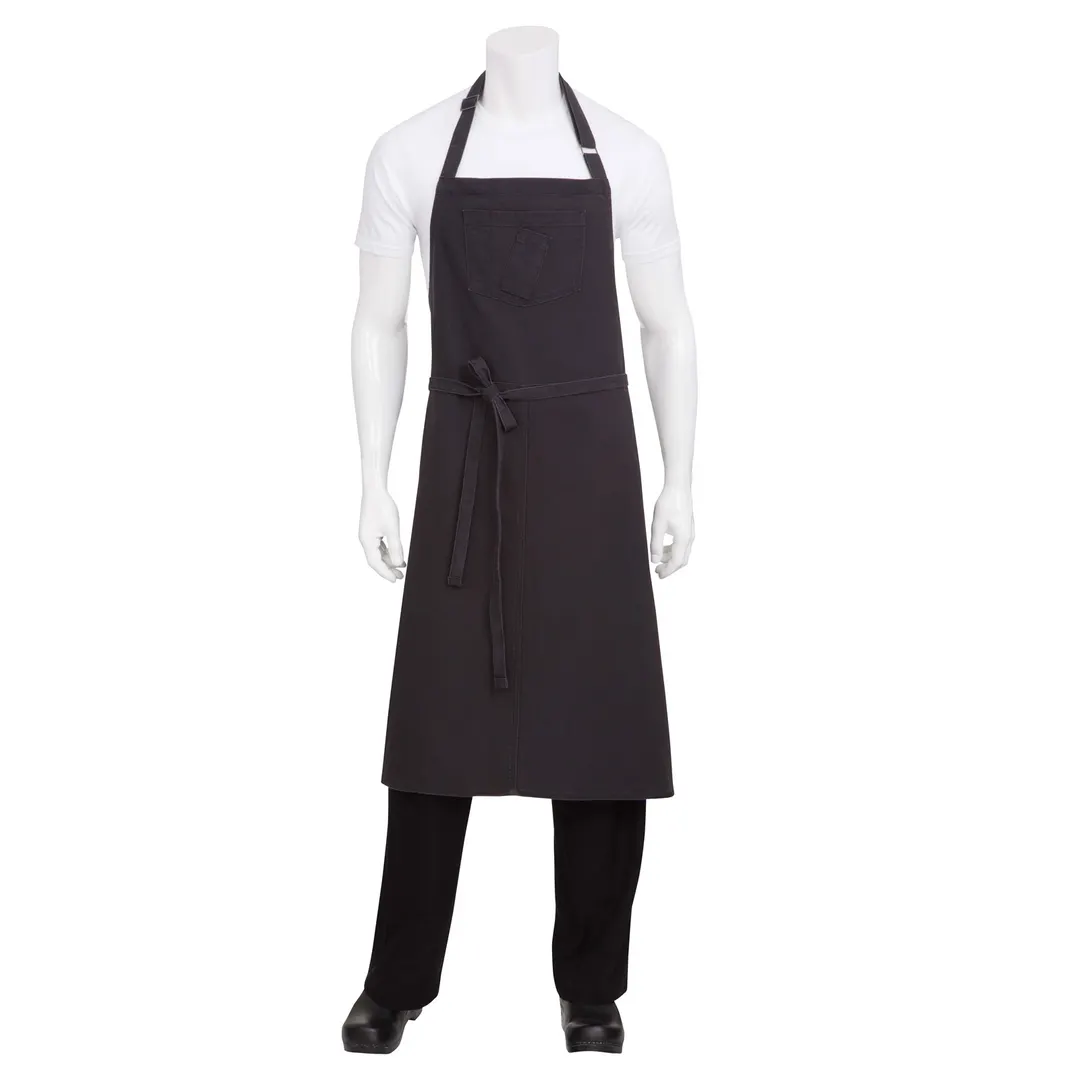 Chef Works ABCKV003-SGY-0 Bib Apron, 40"L x 39"W, Neck Buckle, Steel Gray, 100% Cotton