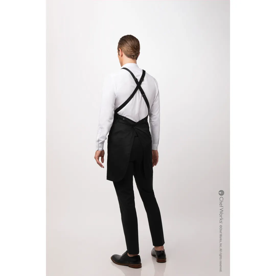 Chef Works ABN01-BLK-0 Largo Bib Apron, 31"L x 38"W, Adjustable Neck Strap, Black, Poly/Cotton