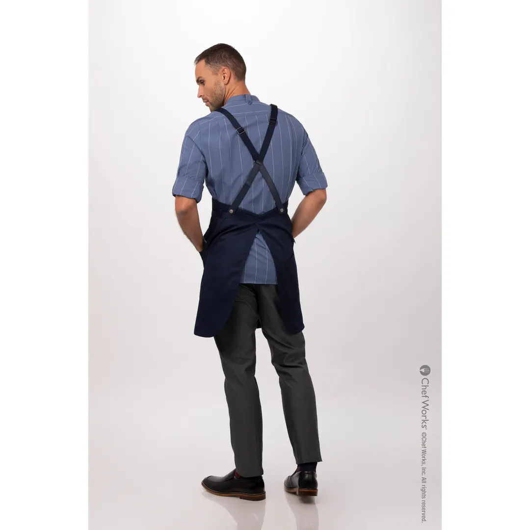Chef Works ABN01-DNA-0 Largo Bib Apron, 31"L x 38"W, Adjustable Neck Strap, Dark Navy, 65/35 Poly/Cotton