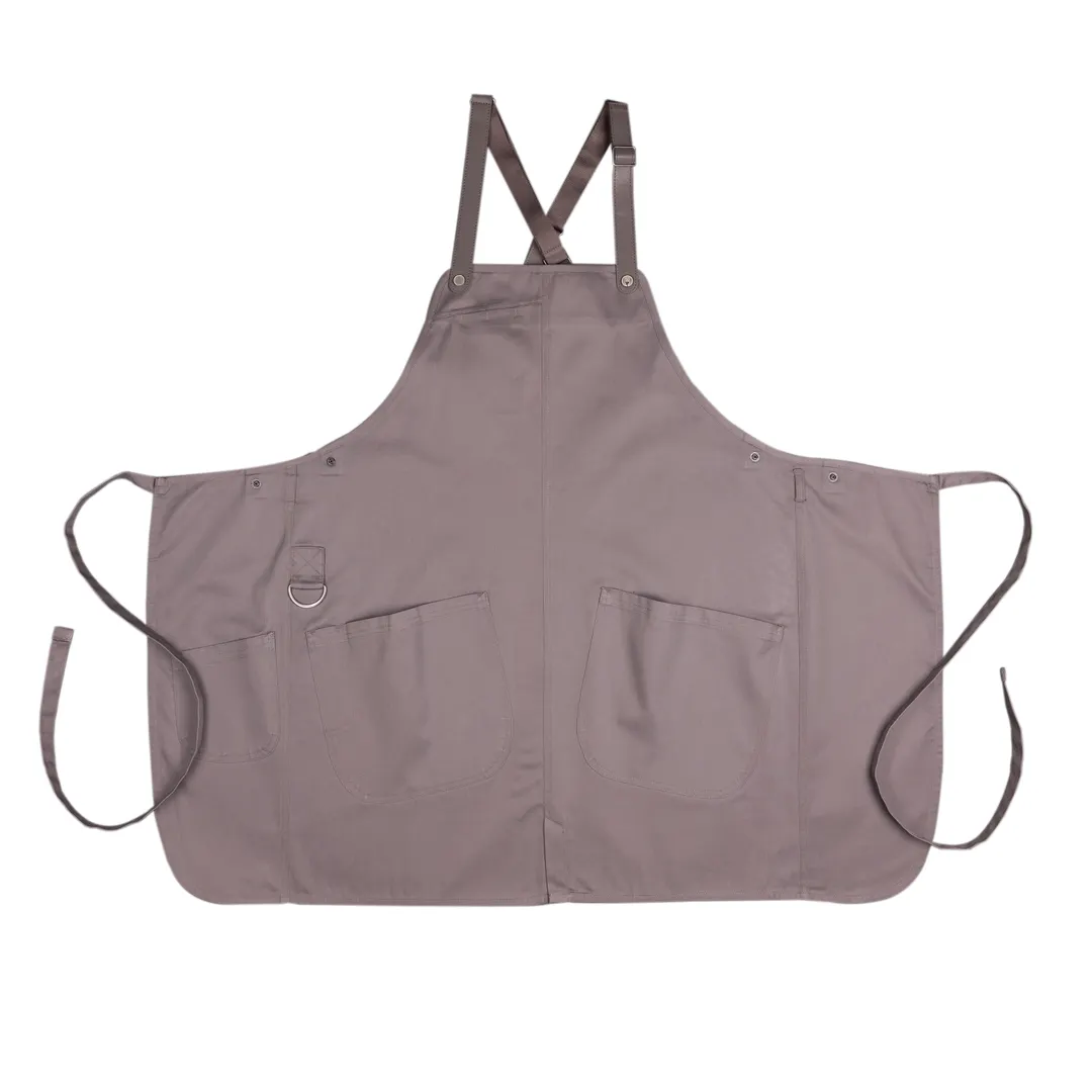 Chef Works ABN01-MSH-0 Largo Bib Apron, 31"L x 38"W, Neck Strap, Mushroom, 65/35 Poly/Cotton