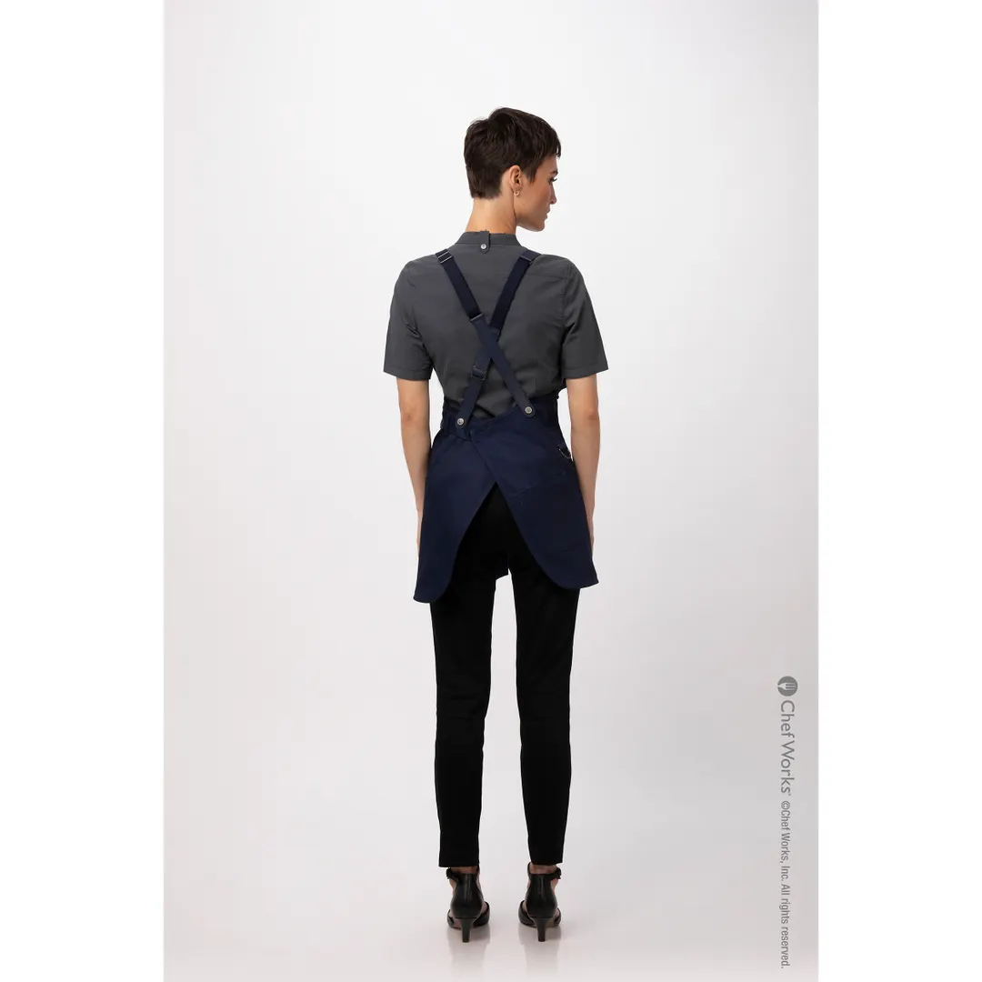 Chef Works ABN01W-DNA-0 Bib Apron, 25"L x 38"W, Dark Navy, Adjustable Neck Strap, Poly/Cotton