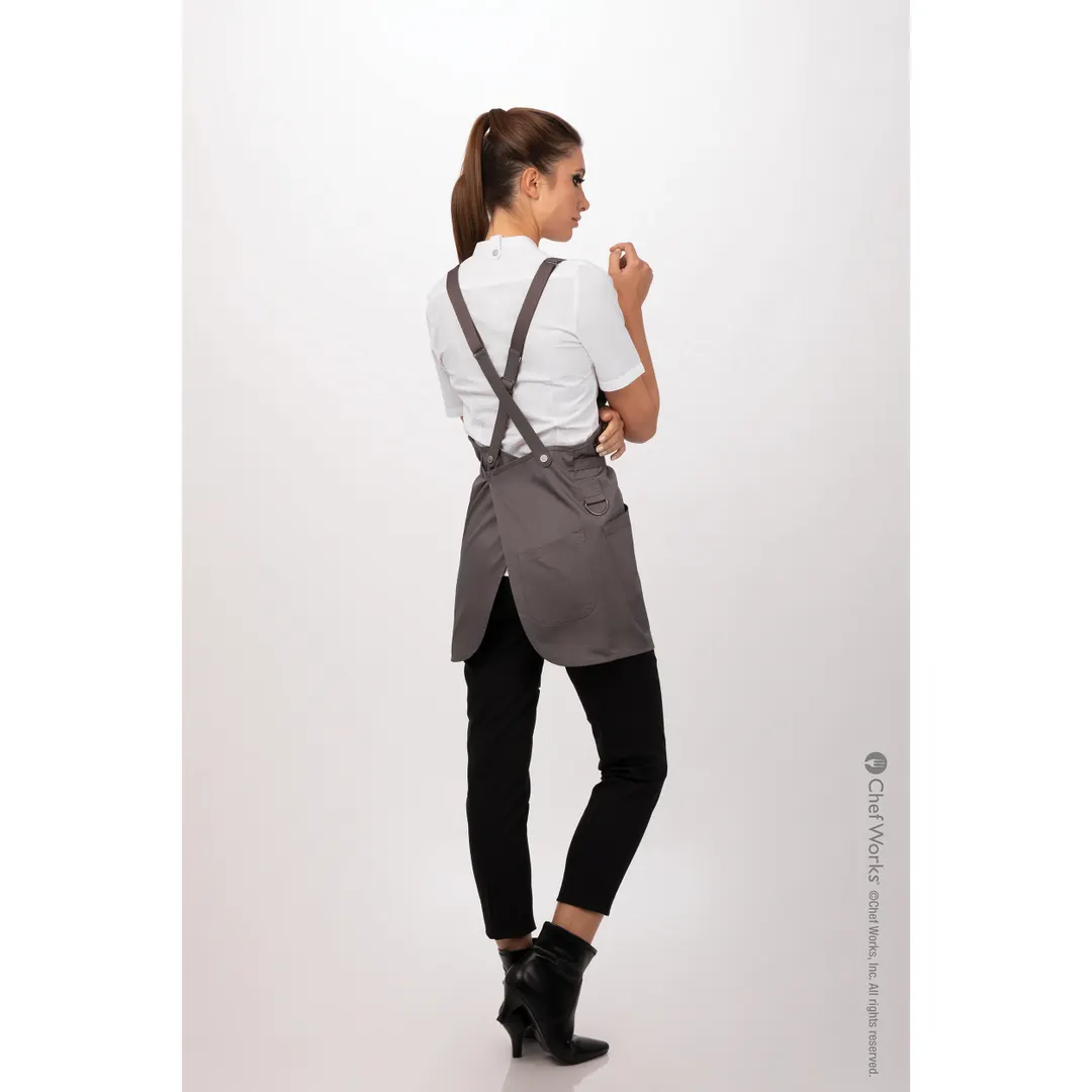 Chef Works ABN01W-MSH-0 Largo Petite Bib Apron, 25"L x 38"W, Strap, Mushroom, 65/35 PolyCotton