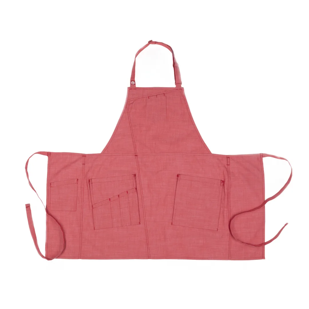 Chef Works ABN02-CRL-0 Bib Apron, 30-1/2"L x 38"W, Neck Buckle, Coral, 65/35 Poly/Cotton