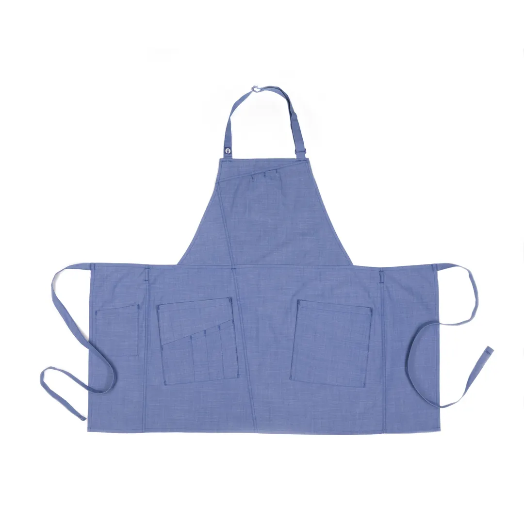 Chef Works ABN02-FRB-0 Bib Apron, 30-1/2"L x 38"W, Adjustable Buckle, French Blue, 65/35 Poly/Cotton