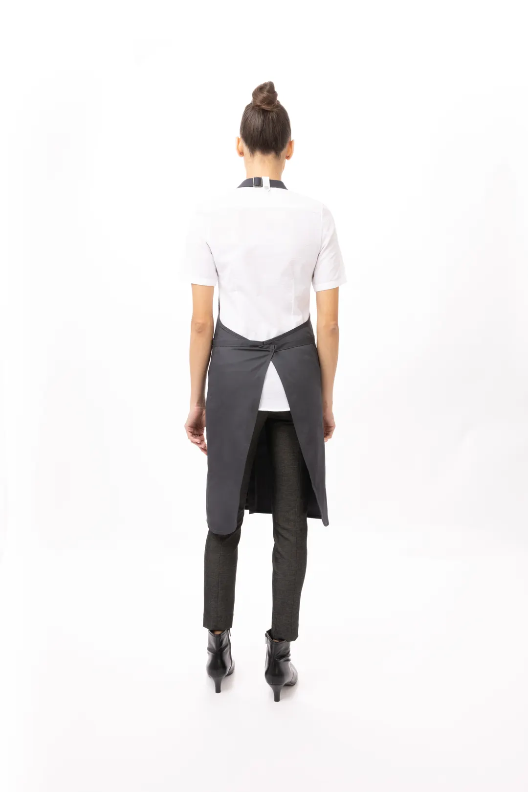 Chef Works ABN05-CHR-0 Brio Bib Apron, 34"L x 33"W, Adjustable Neck Strap, Gray, Poly/Cotton