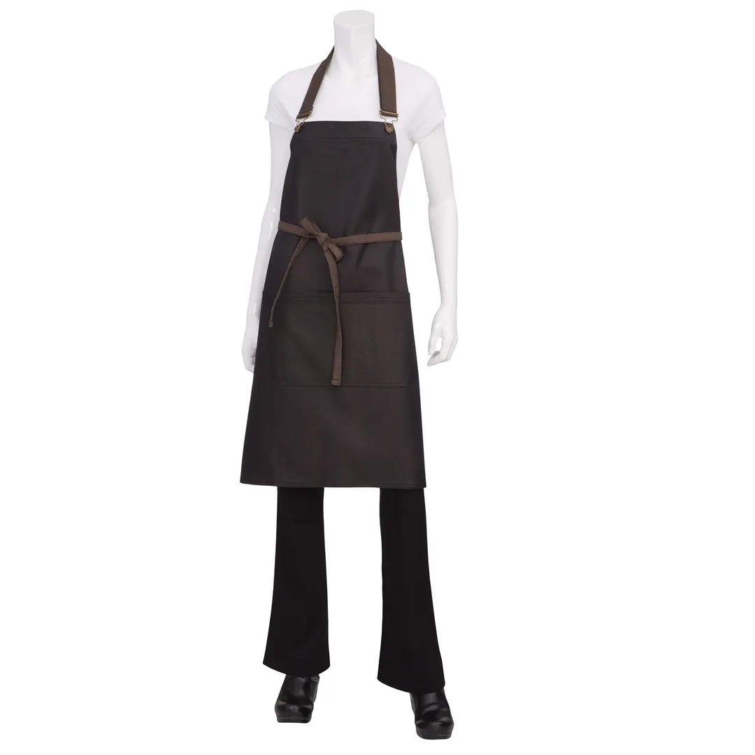 Chef Works ABWT051-BNB-0 Bib Apron, 34"L x 30"W, 100% Cotton Denim, Adjustable Neck Strap, Double Front Pockets