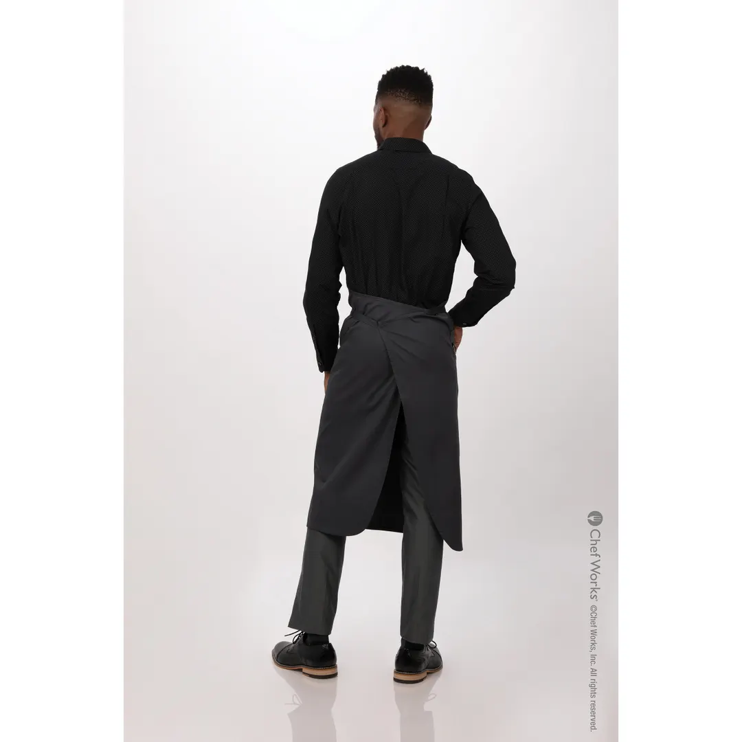 Chef Works ACN01-CHR-0 Bib Apron, 40"L x 43"W, Elastic Neck Strap, Pocket, Charcoal, 65/35 PolyCot