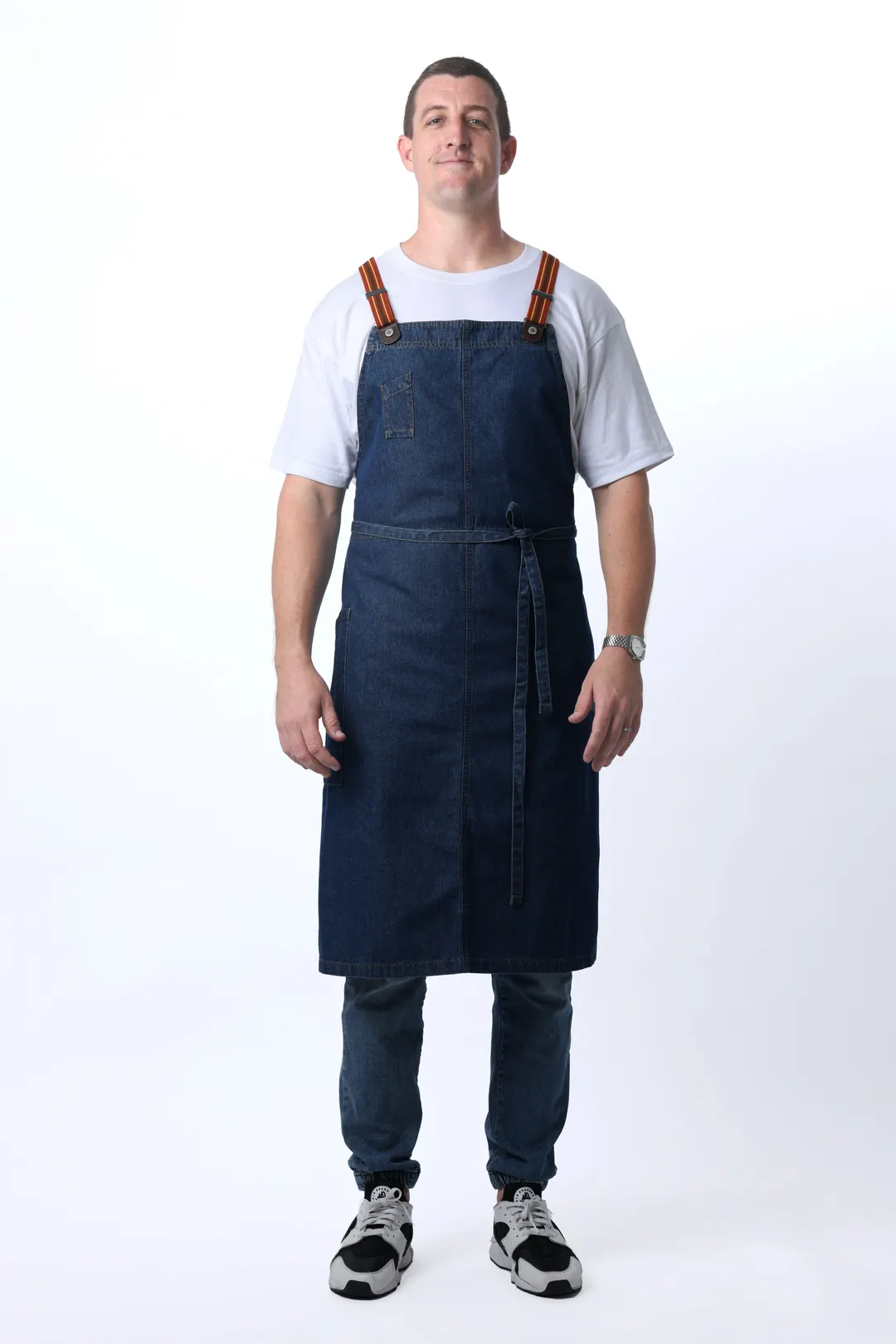 Chef Works ACS01S-MDB-0 Bib Apron, Medium Blue, 40.4"L x 39"W, Unisex, 100% Cotton, 2 Pockets