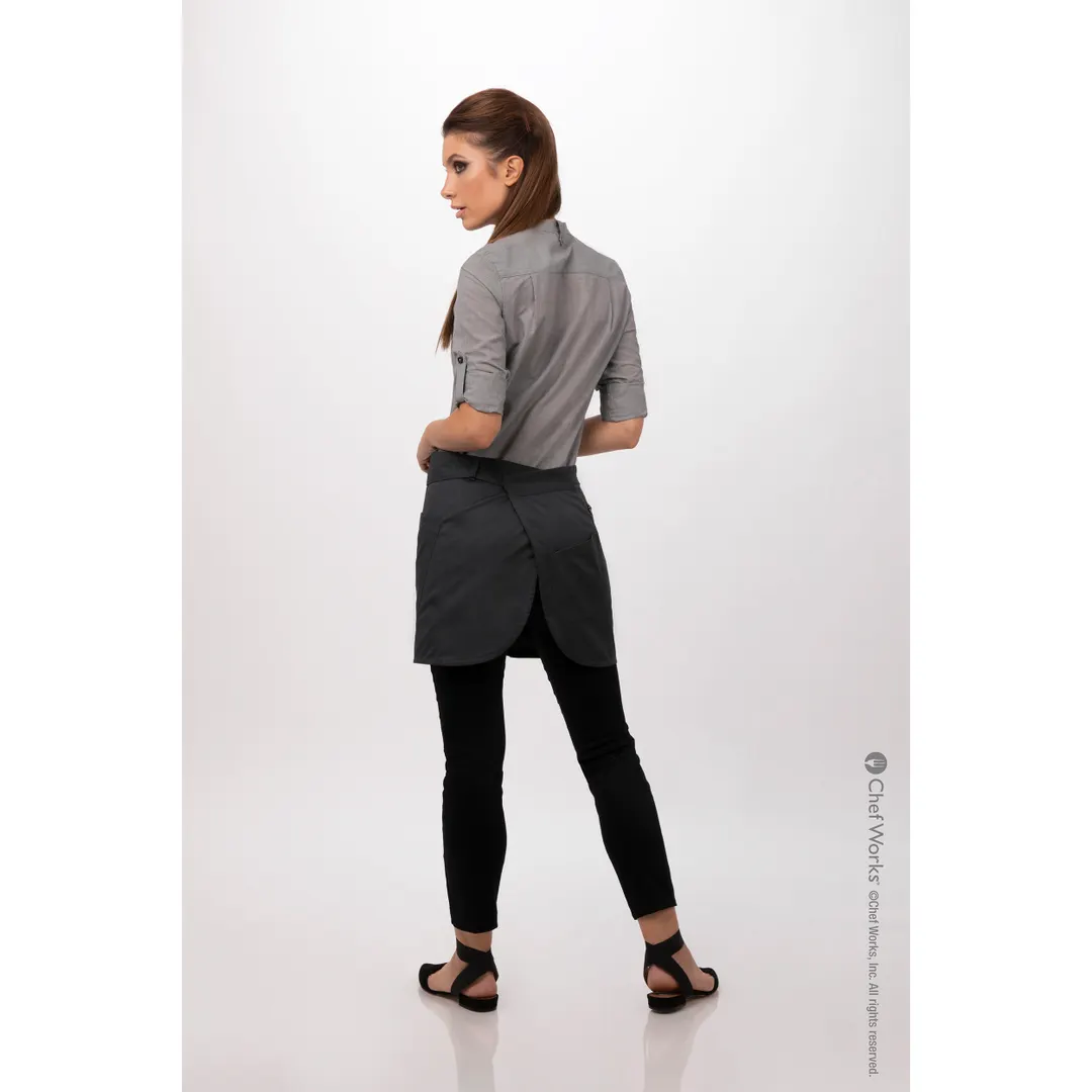 Chef Works AHN05-CHR-0 - Charcoal Waist Apron, 16"L x 38"W, Poly/Cotton, 3 Pockets