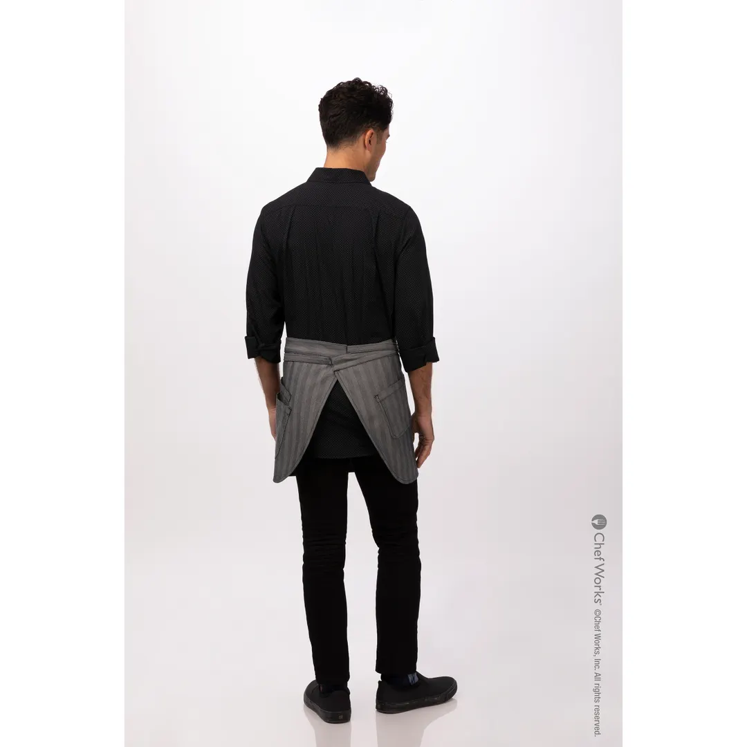 Chef Works AHN07-BLK-0 Waist Apron, 16"L X 38"W, 4 Pockets, Poly/Cotton, Black - 1/Case