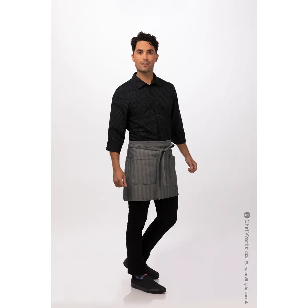 Chef Works AHN07-BLK-0 Waist Apron, 16"L X 38"W, 4 Pockets, Poly/Cotton, Black - 1/Case