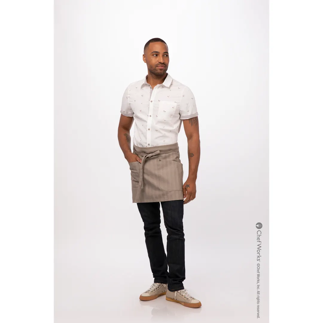 Chef Works AHN07-TAU-0 Seattle Half Bistro Waist Apron, 16"L x 38"W, 4 Pockets, Taupe, 65/35 Poly/Cotton