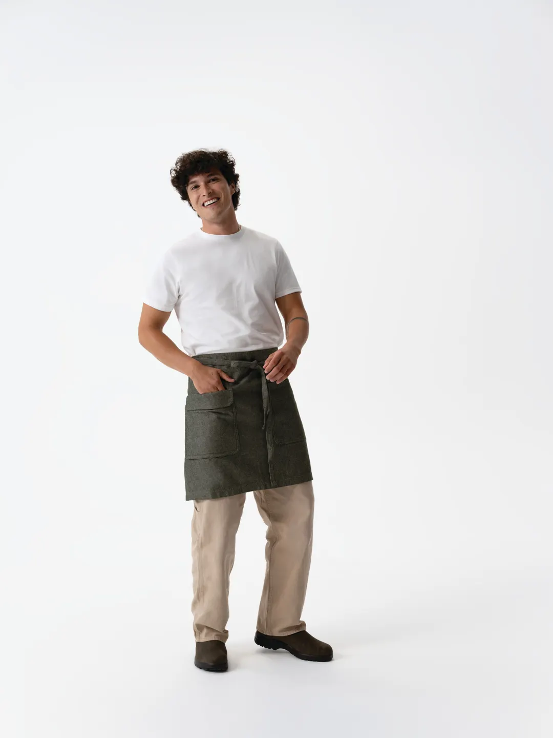 Chef Works AHN10-OLN-0 - Olive Natural Waist Apron, 36" Length, 22" Width, 100% Cotton