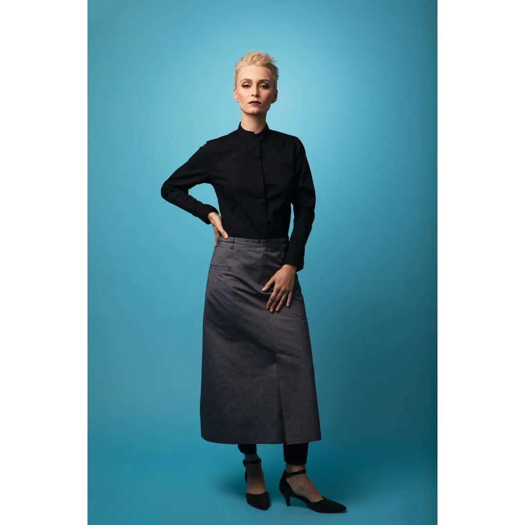 Chef Works AIN02-LTG-0 Waist Apron, 31-1/2"L x 40"W, Light Gray, Poly/Cotton, 3 Pockets