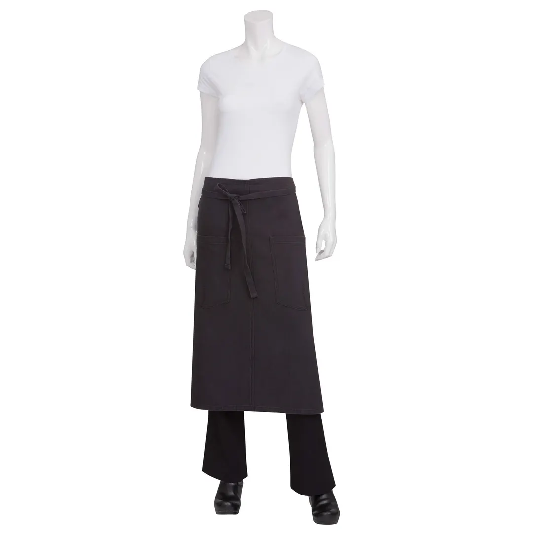 Chef Works ALWKV023-SGY-0 Waist Apron, 31"L x 31"W, Steel Gray 100% Cotton, Towel Loop, Hip Pockets