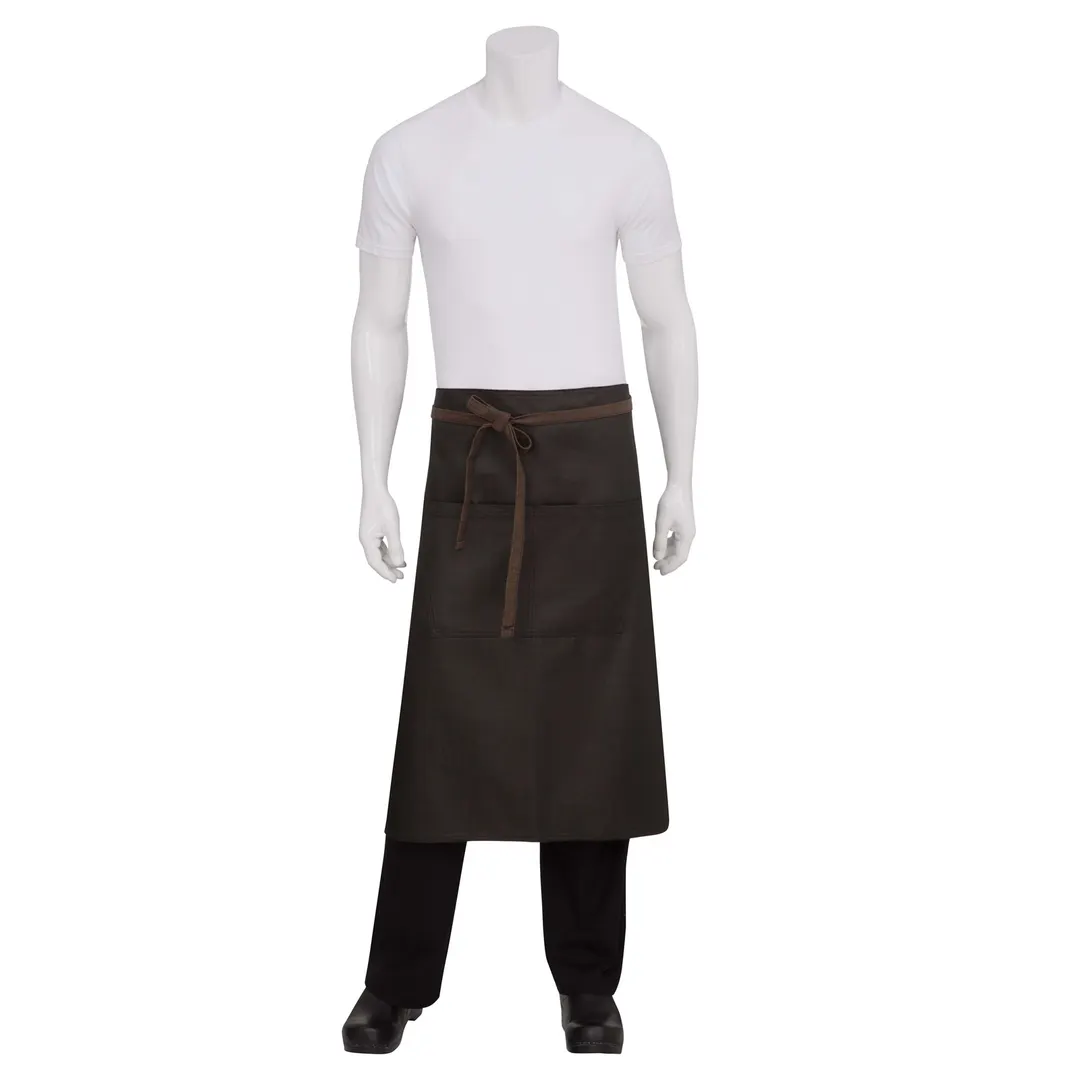 Chef Works ALWWT021-BNB-0 - 30" x 36" Brown Cotton Denim Waist Apron, 2 Pockets - 1/Case
