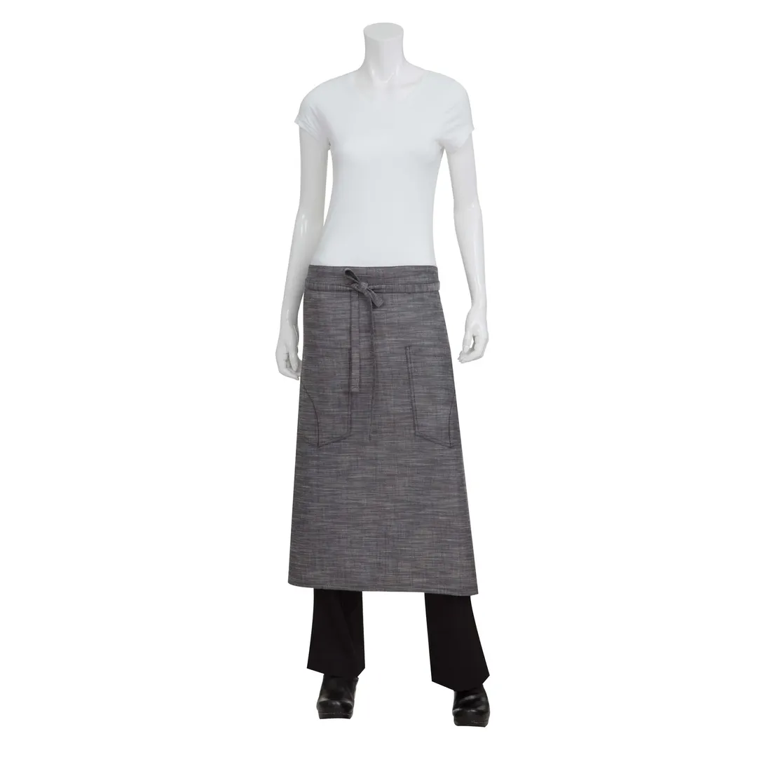 Chef Works ALWXX022-BSL-0 Corvallis Waist Apron, 31"L x 31"W, 100% Cotton Denim, Gray, Hip Pockets