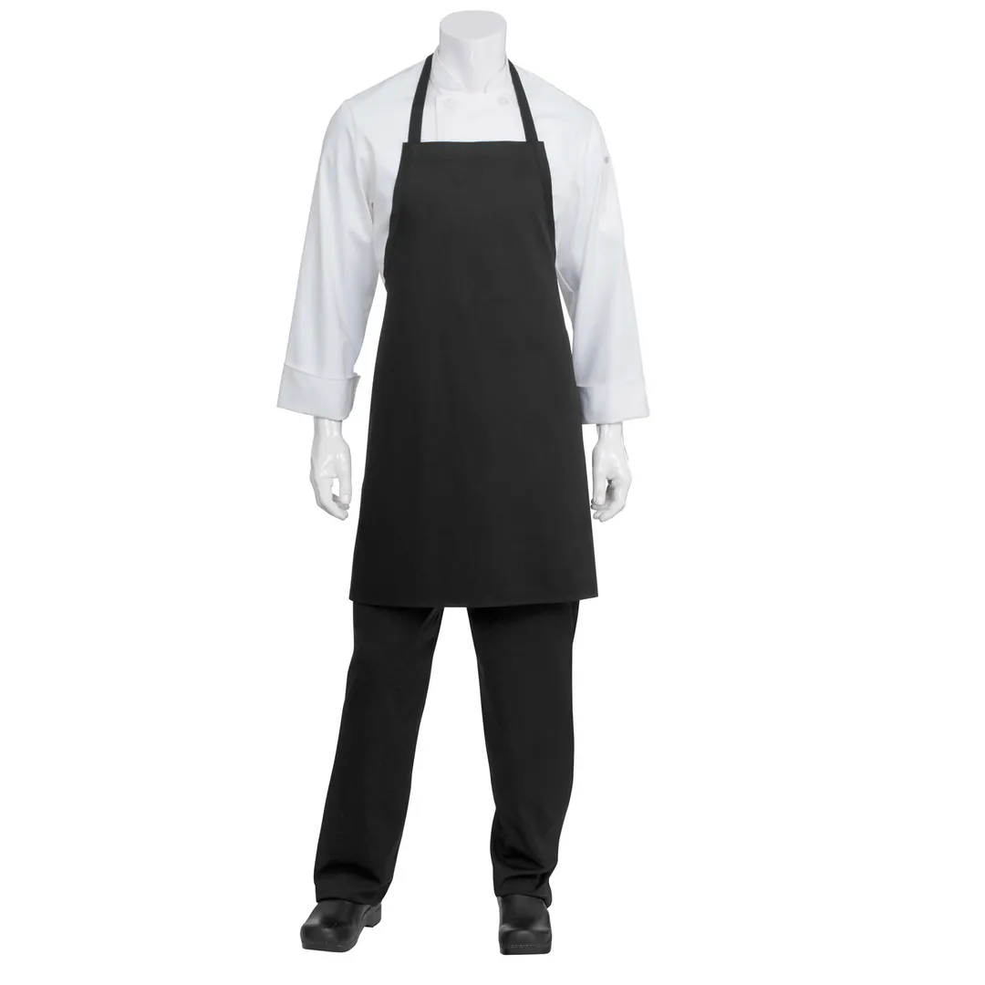 Chef Works APKBL   -BLK-0 Bib Apron, 33"L x 27-1/2"W, Black, 65/35 Poly/Cotton