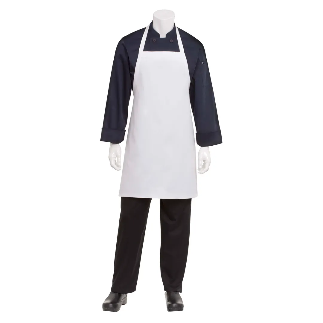 Chef Works APKDC-WHT-0 Bib Apron, 33"L x 27.5"W, White, 65/35 Poly/Cotton