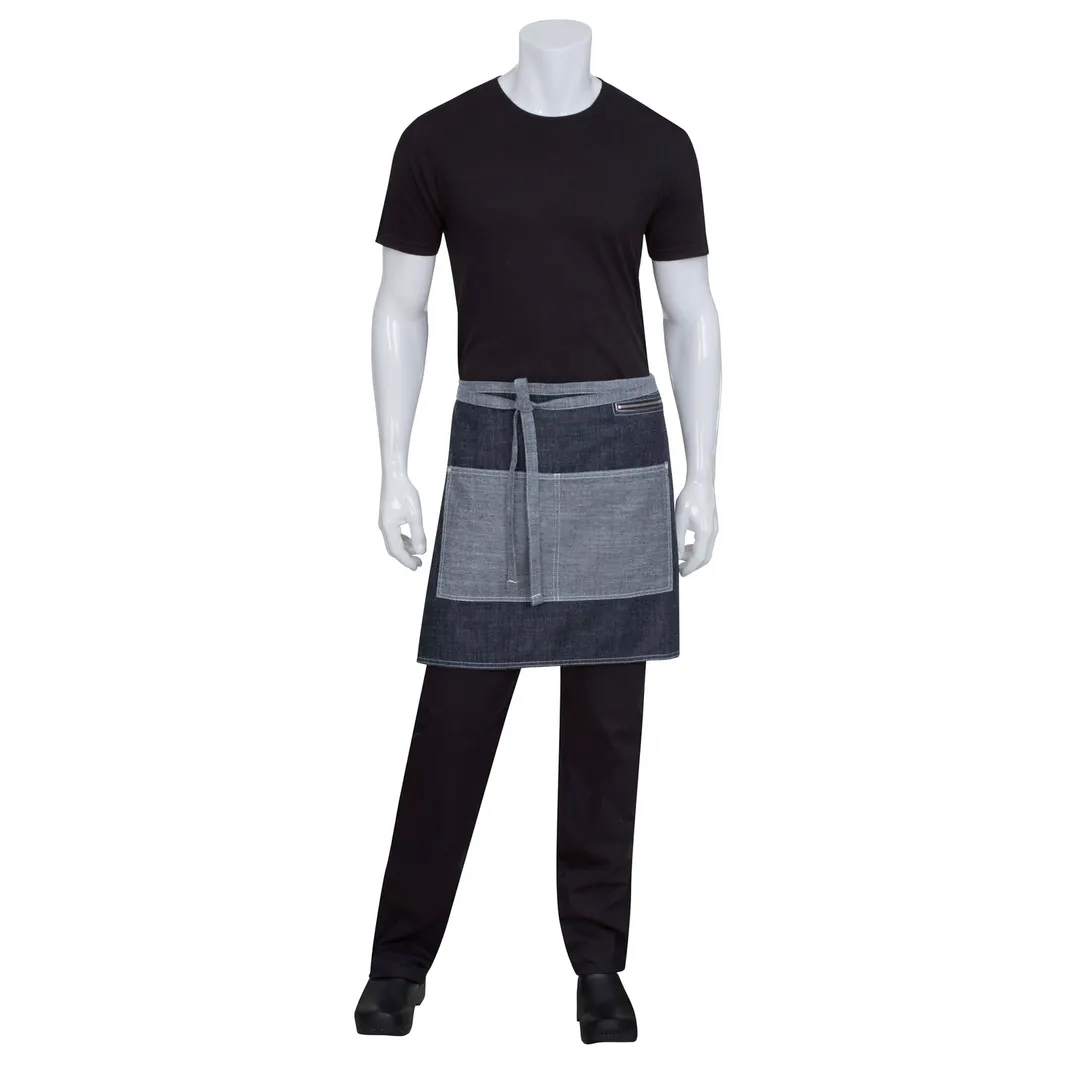 Chef Works AW046-IBL-0 - 19"L X 28.5"W Indigo Blue 100% Cotton Denim Waist Apron - 1/Case
