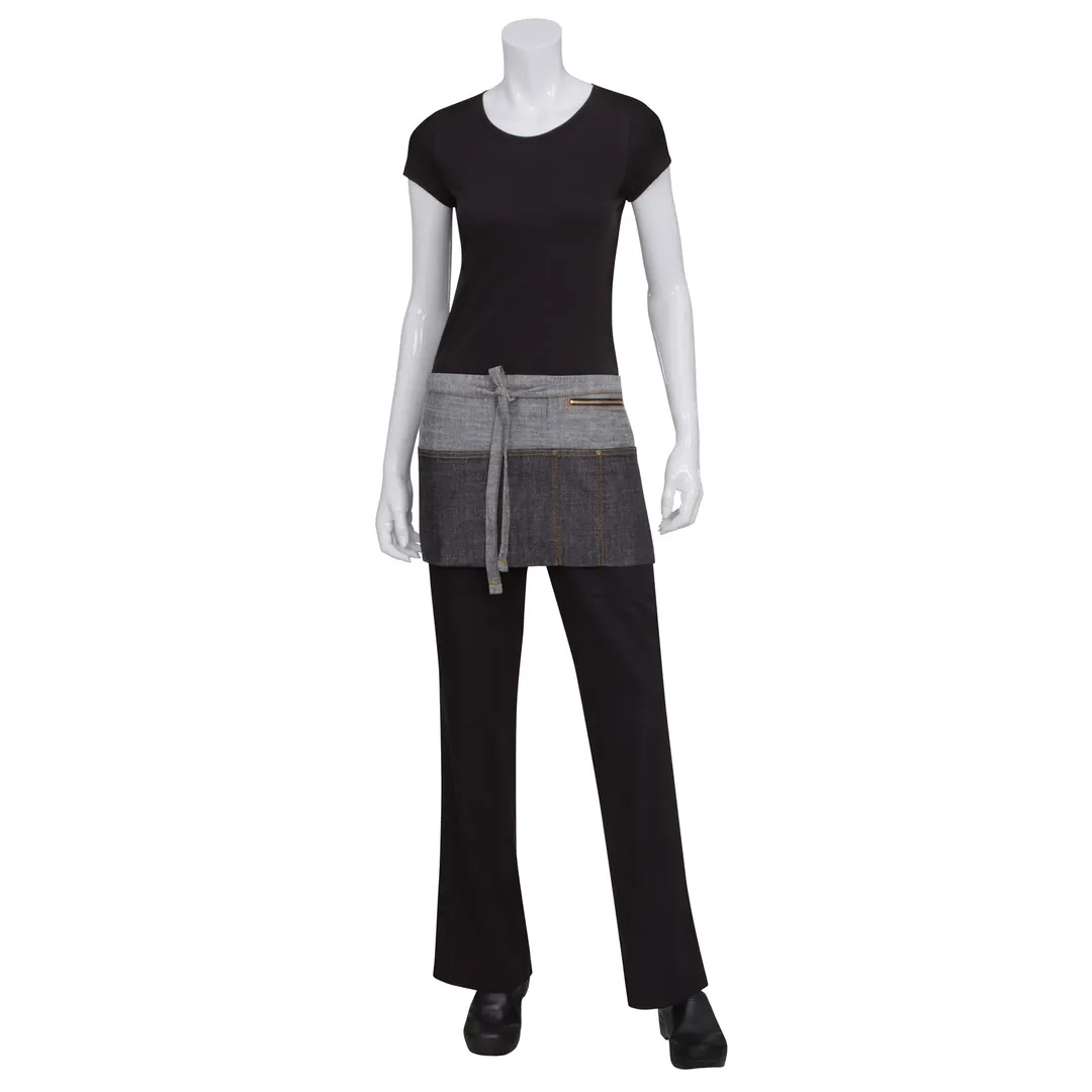 Chef Works AW047-BLK-0 - Black 12"L X 23"W Cotton Denim Waist Apron