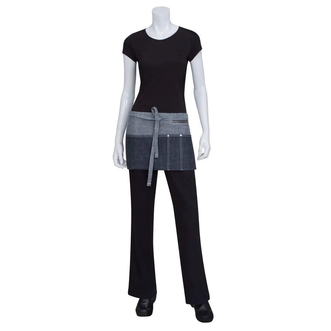Chef Works AW047-IBL-0 - 12"L x 23"W Indigo Blue 100% Cotton Denim Waist Apron