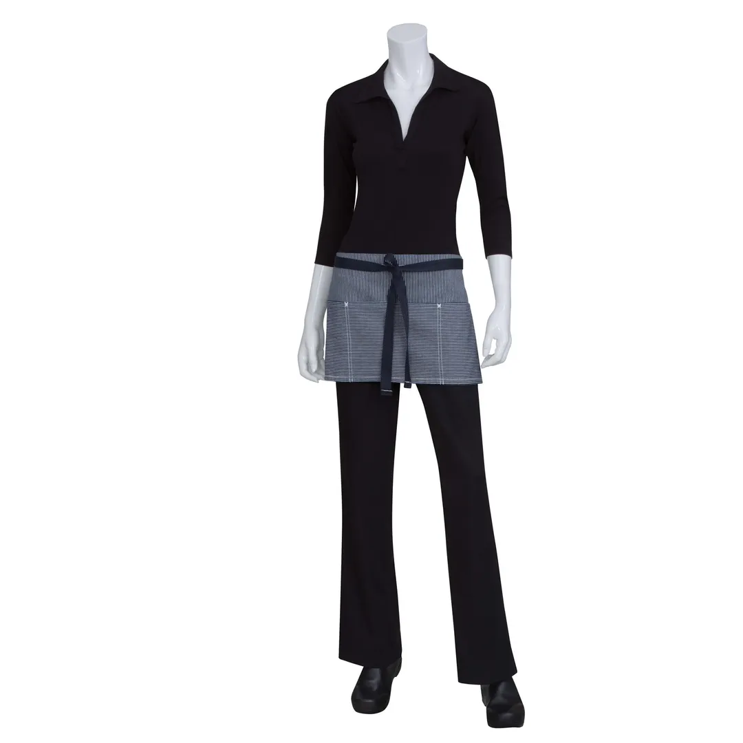 Chef Works AW050-IBL-0 Waist Apron, 12"L x 23"W, Poly/Cotton, Indigo Blue, 3 Pockets