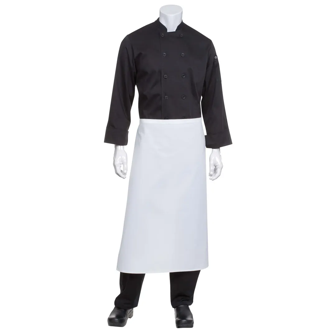 Chef Works B3 -WHT-0 Waist Apron, 33"L x 27-1/2"W, White, Poly/Cotton, No Pockets