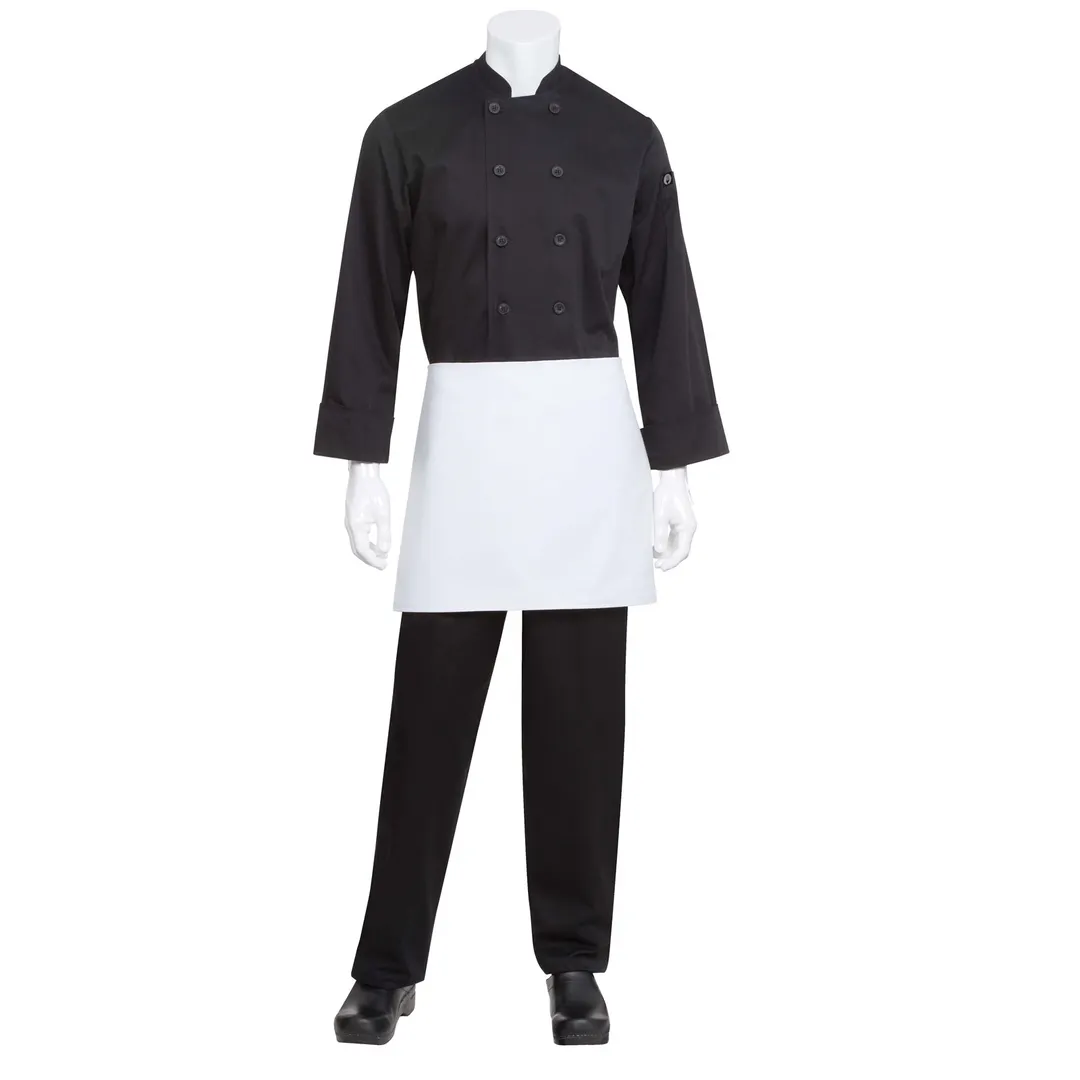 Chef Works B4LG-WHT-0 Waist Apron, 16"L x 27-1/2"W, 4-Way Pocketless, 65/35 Poly/Cotton, White