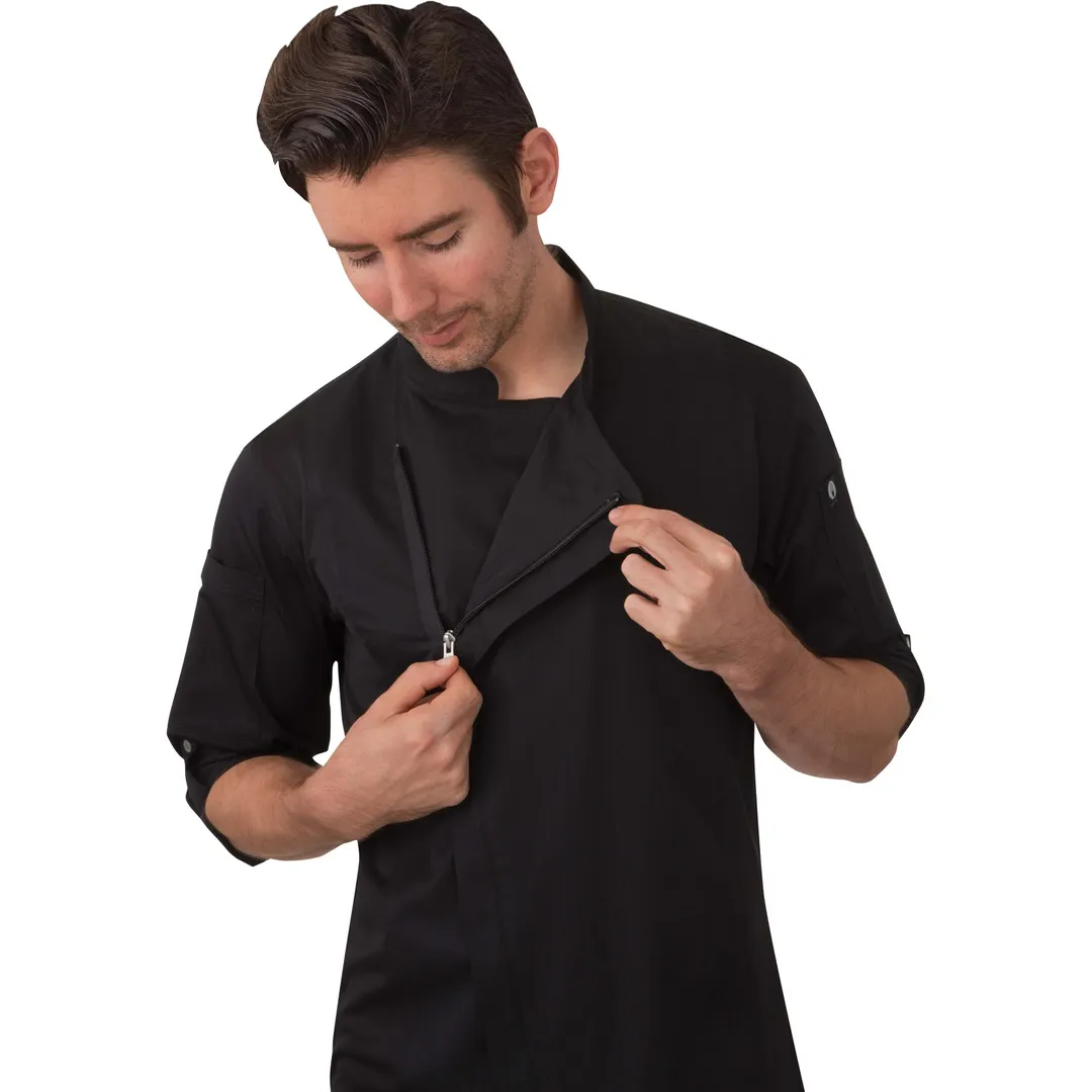 Chef Works BCLZ008-BLK-4XL Chef Coat, 4XL Black, 65/35 Poly/Cotton Twill, Sleeves, Vent™ Sides