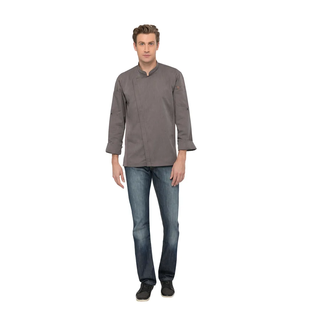 Chef Works BCLZ008-GPG-XS Chef Coat – XSmall Gray, Unisex Long‑Sleeve, 65/35 Poly/Cotton Twill