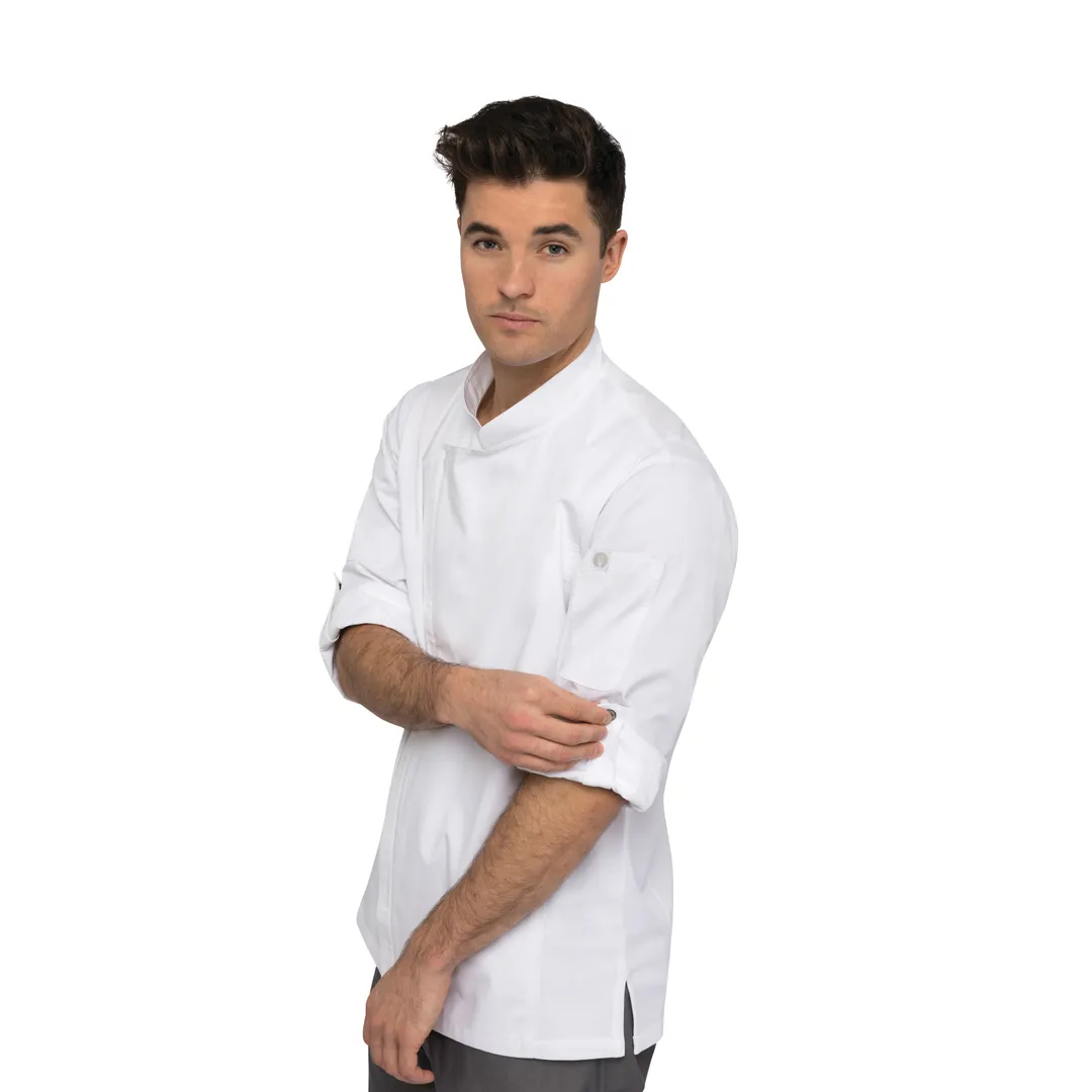 Chef Works BCLZ008-WHT-4XL - 4XL White Chef Coat, Twill, Cool Vent™ Panels, Phone Pockets Fit