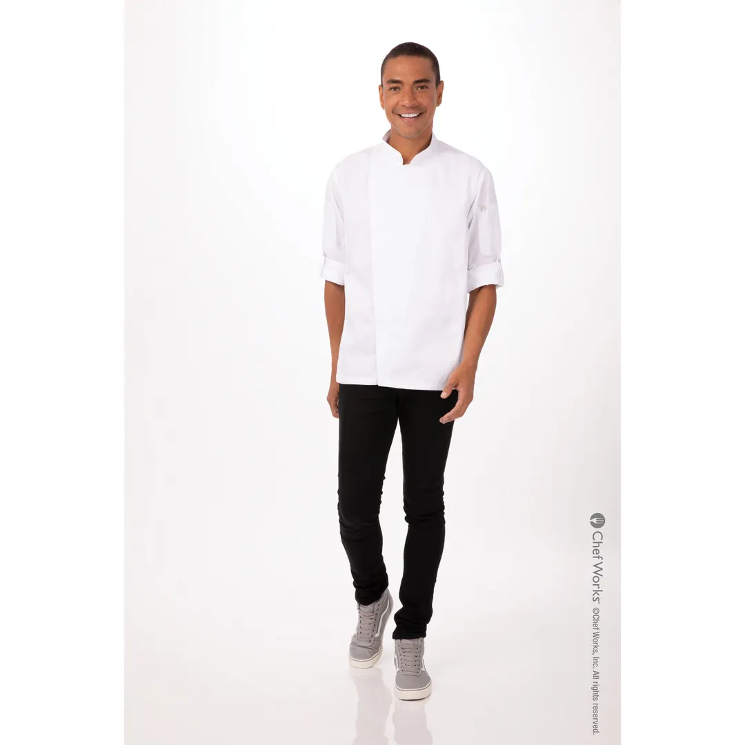 Chef Works BCLZ008-WHT-6XL Men'S Hartford Chef Coat, White, 6XL, Poly/Cotton