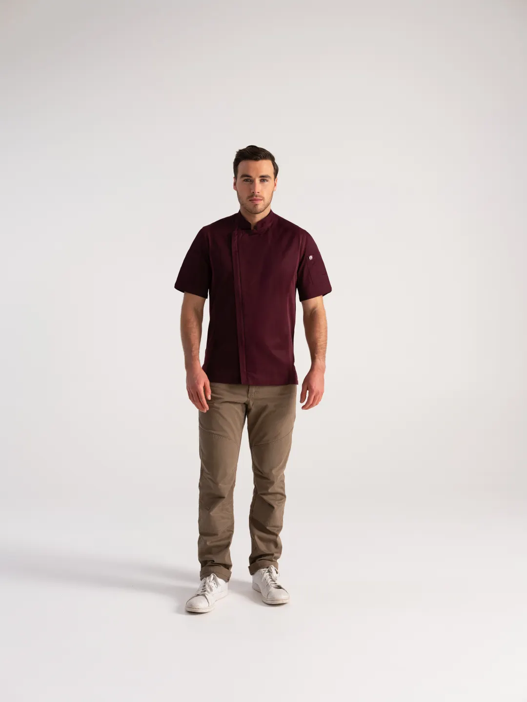 Chef Works BCSZ009-MER-XL Chef Coat, Merlot XL, Poly/Cotton Blend, Cool Vent™, Zipper Closure