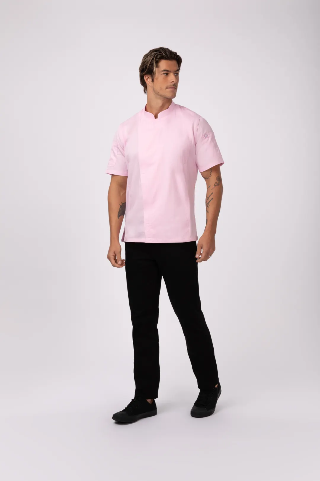 Chef Works BCSZ009-PIN-XS Chef Coat, XSmall Pink, 2-Way Zipper, Apron Snap, Modern Fit