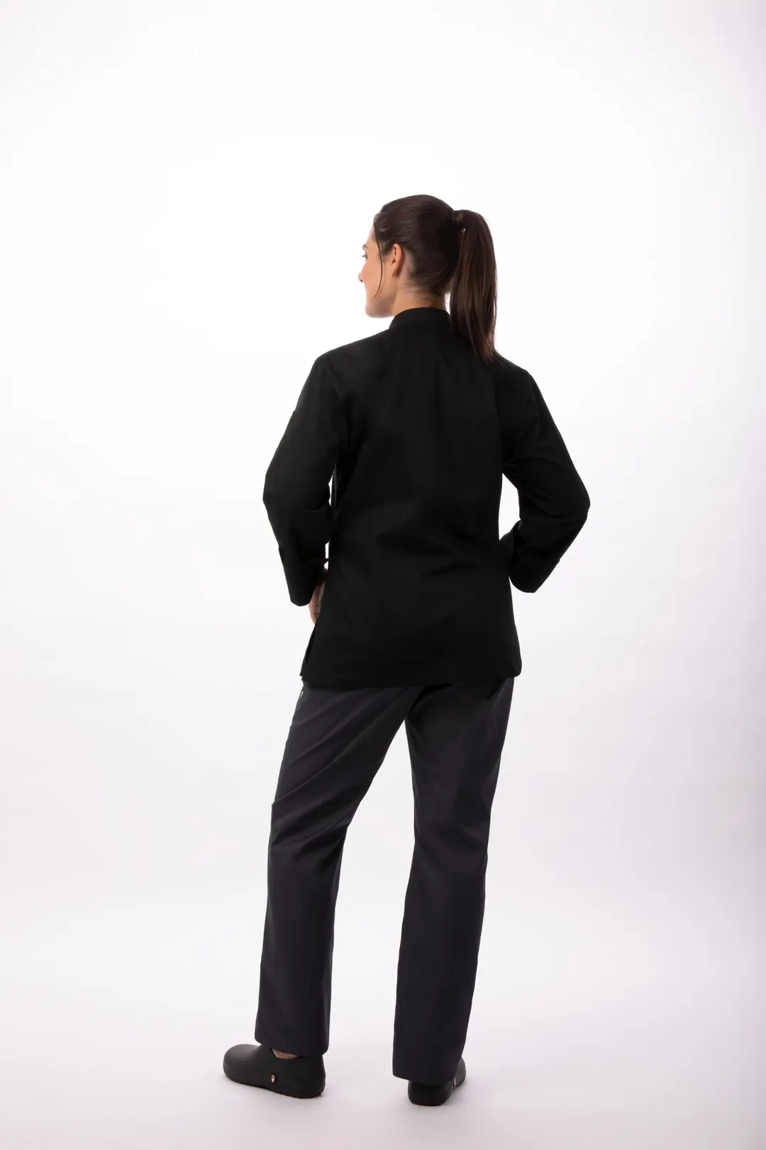 Chef Works BCW004-BLK-2XL Chef Coat, Double‑Breasted 2XL Black, 65/35 Poly‑Cotton, Thermometer Pocket