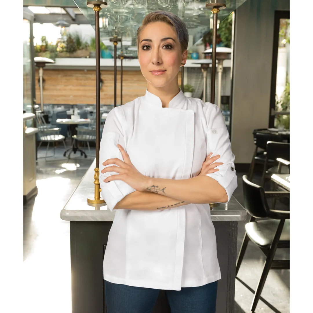 Chef Works BCWLZ005-GRY-M Women’s Chef Coat, Medium Gray PolyCotton Twill, Slim Fit, Cool Vent