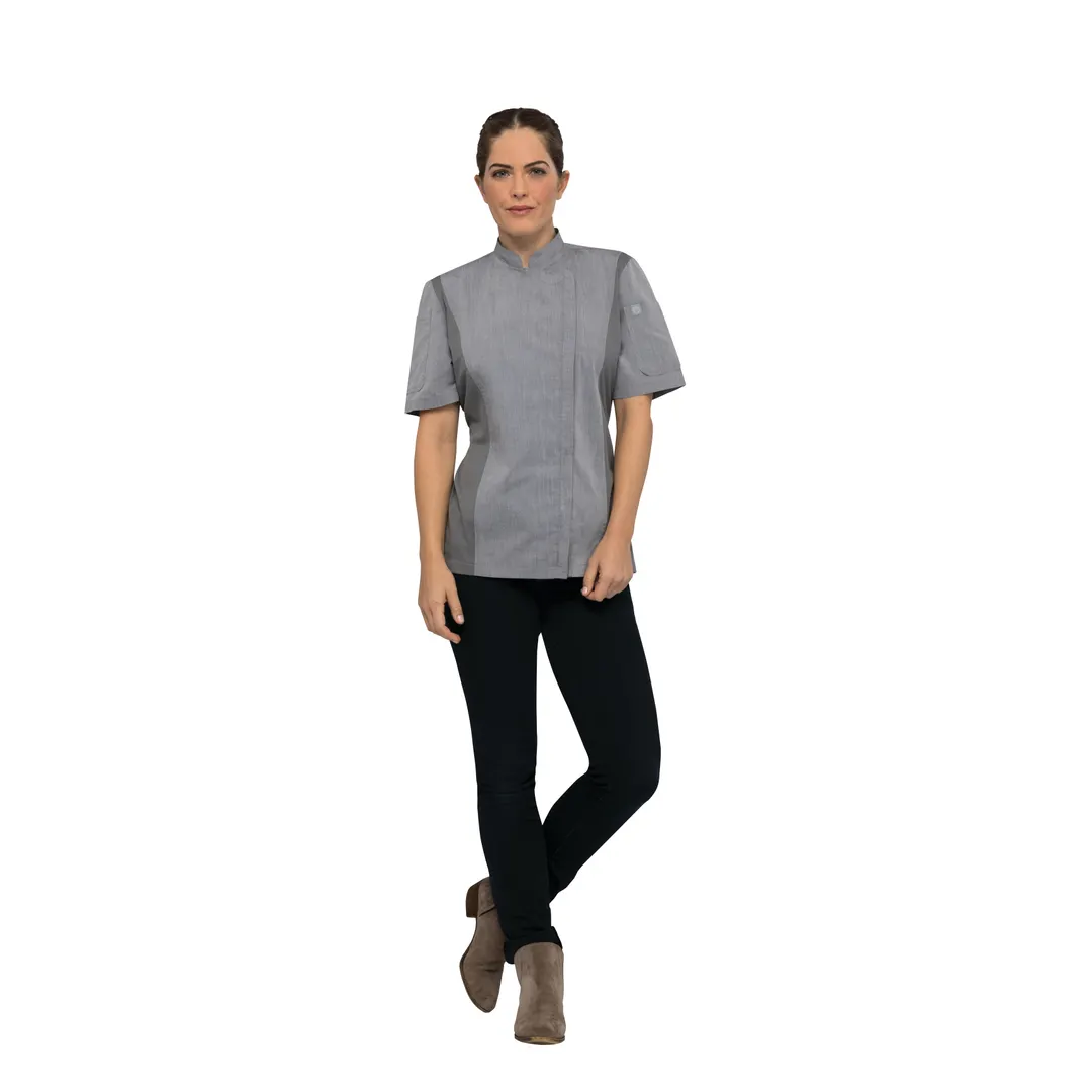 Chef Works BCWSZ006-GRY-2XL - Short Sleeve Chef Coat, Gray 2XL, 65/35 Poly/Cotton Twill - 1/Each